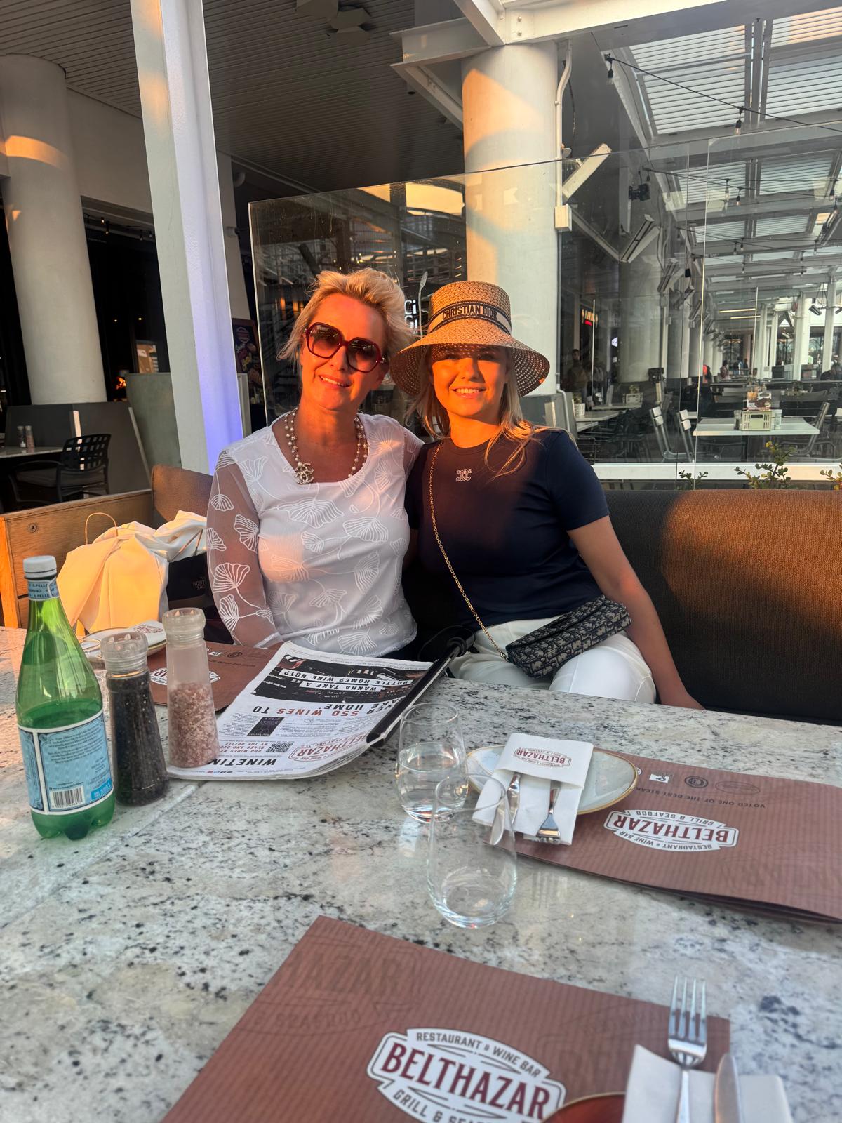 Monique and Lorraine at Belthazar wine bar in Cape Town